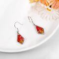 wholesale 925 Sterling Silver Red & Yellow Floral Cubic Zirconia-Shaped Drop Earrings-0-2