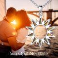 wholesale 925 Sterling Silver Opal Sun Pendant Necklace - Trendy Birthday Gift for Her-0-2