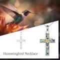 wholesale 925 Sterling Silver Floral Hummingbird Cross Pendant Necklace for Women Girls Christian Gift Jewelry-0-4