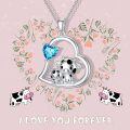 wholesale 925 Sterling Silver Mom Heart Shape Animal Pendant Necklaces for Women Girls Family Love Gift-0-80