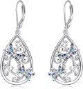 wholesale 925 Sterling Silver Teardrop Filigree Butterfly Drop Earrings with Abalone Inlay-0-0