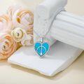 wholesale 925 Sterling Silver Heart-Shaped Turquoise Peace Symbol Pendant Necklace-0-2