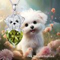 wholesale 925 Sterling Silver & Peridot Dog Heart Birthstone Necklace - August Birthstone Gift for Women, 18+2 Chain, 0.94 Pendant-0-4