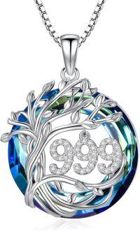 wholesale Sterling Silver Tree of Life Angel Number Necklace Numerology Jewelry Gift-999