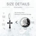 wholesale 925 Sterling Silver Jesus Cross Leverback Earrings for Women and Men - Christian Crucifix -0-5