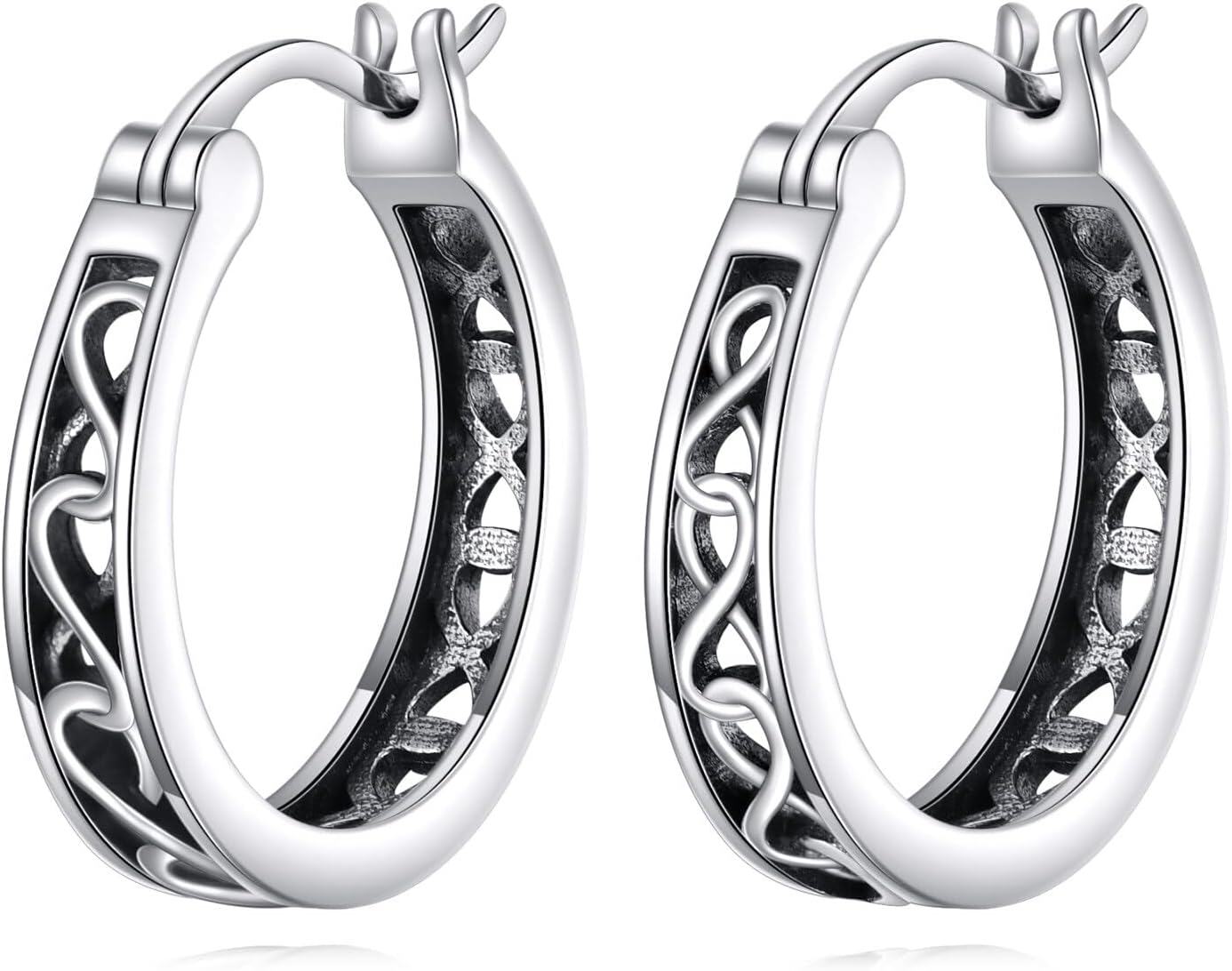 Sterling Silver Hypoallergenic Small Hoop Sun Leaf Triangle Huggie Earrings for Women-Infinity-Infinity