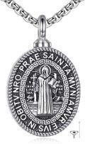 wholesale 925 Sterling Silver St Benedict Medal Necklace Catholic Protection Charm s for Men Women Boys Girls Kids-0-0