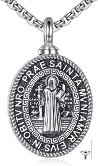 wholesale 925 Sterling Silver St Benedict Medal Necklace Catholic Protection Charm s for Men Women Boys Girls Kids-St Benedict Urn
