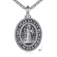 wholesale 925 Sterling Silver Saint Benedict Medal Locket Necklace Wholesale With Chain-St Benedict Urn