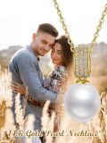 TOUPOP 14K Gold Freshwater Pearl Necklace with Bow Heart Dolphin Pendant-0-3