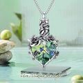 wholesale TOUPOP Rose Cremation Necklace Jewelry Urn Necklace For Ashes With Heart Crystal 925 Sterling Silver Cremation Necklace For Ashes Memorial Gift For Women Girls Keepsake -0-4