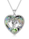 TOUPOP Sterling Silver Heart Urn Necklace For Ashes, Couple Memorial Keepsake Jewelry-0-0