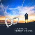 TOUPOP Sterling Silver & Zircon Heart Necklace I Love You To The Moon And Back-0-4