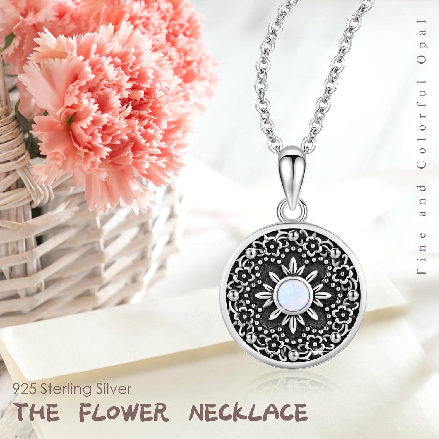Sterling Silver Lotus Wolf Butterfly Flower Pendant Locket Necklace-0-5
