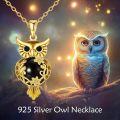 wholesale Sterling Silver Moonstone Owl Necklace Filigree Pendant Christmas Jewelry for Women Girls - Rhodium Plated-0-5
