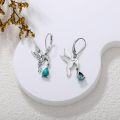 wholesale  Sterling Silver Turquoise Vintage 7 5mm Teardrop Hummingbird Dangle Earrings -0-4