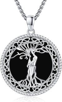 wholesale 925 Sterling Silver Black Onyx Celtic Knot Tree of Life Pendant Necklace for Women-Tree of Life-03