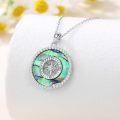 wholesale 925 Sterling Silver Abalone Shell Compass Pendant Necklace White Gold Plated Cz Halo-0-2