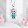 wholesale  Sterling Silver Lapis Turquoise Malachite Larimar Opal Owl Necklace Gift -0-11