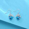 wholesale 925 Sterling Silver Angel Wing Heart Blue Crystal Drop Earrings s for Women-0-1