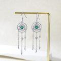 wholesale 925 Sterling Silver Emerald Green Heart & Trinity Knot Drop Earrings Celtic Jewelry for Women-0-2