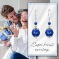wholesale 925 Sterling Silver & Lapis Lazuli Round Bead Drop Earrings - Bohemian Style  for Her-0-5