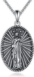wholesale 925 Sterling Silver Virgin Mary Medal Pendant Necklace for Women Men -0-0