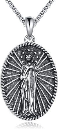 wholesale 925 Sterling Silver Virgin Mary Medal Pendant Necklace for Women Men -Virgin Mary