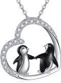 wholesale 925 Sterling Silver Penguin Pendant Necklaces Moon Shape s for Women Girls-0-0