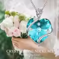 TOUPOP Sterling Silver Crystal Heart Flower Pendant Necklace-0-2