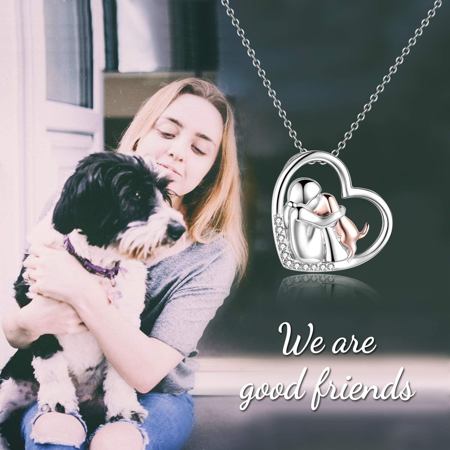 Sterling Silver Stone Memorial Dog Pendant Necklace for Women-0-1