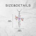 wholesale Sterling Silver with Birthstone Hummingbird Butterfly Cross Necklace for Women-0-3