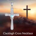 wholesale 925 Sterling Silver Heart-Shaped Opal Celtic Cross Necklace for Women - Vintage Christian Irish s-0-2