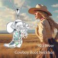 wholesale 925 Sterling Silver Abalone Shell Cowboy Boots Pendant Necklace for Women Western Style -0-5