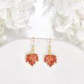 wholesale 925 Sterling Silver Red Maple Leaf Drop Earrings for Women-0-2