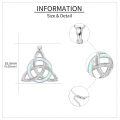 wholesale 925 Sterling Silver White Gold Plated Celtic Trinity Knot Opal Pendant Necklace-0-3