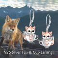 wholesale 925 Sterling Silver Fox Teacup Heart Drop Earrings Gift for Her-0-2