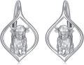 wholesale 925 Sterling Silver 925 Cubic Zirconia-Cow Shape Dangle Earrings for Women-0-0