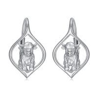 wholesale 925 Sterling Silver Highland Cow Platinum Plated Drop Earrings For Women-Highland Cow