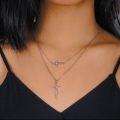 wholesale 925 Sterling Silver Faith Cross Layered Pendant Necklace Religious Jewelry for Women Girls Gifts 45cm Chain Length-0-2