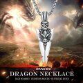 wholesale 925 Sterling Silver Dragon Head Arrowhead Pendant Necklace  Norse Viking Jewelry for Men & Women-0-5
