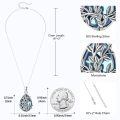 wholesale 925 Sterling Silver Blue Resin Branch Teardrop Pendant Necklace Women-0-5
