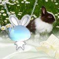 wholesale 925 Sterling Silver Blue Opalite Bunny Rabbit Pendant Necklace-0-5