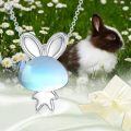 wholesale 925 Sterling Silver Bunny Pendant Necklace With Moonstone-0-5