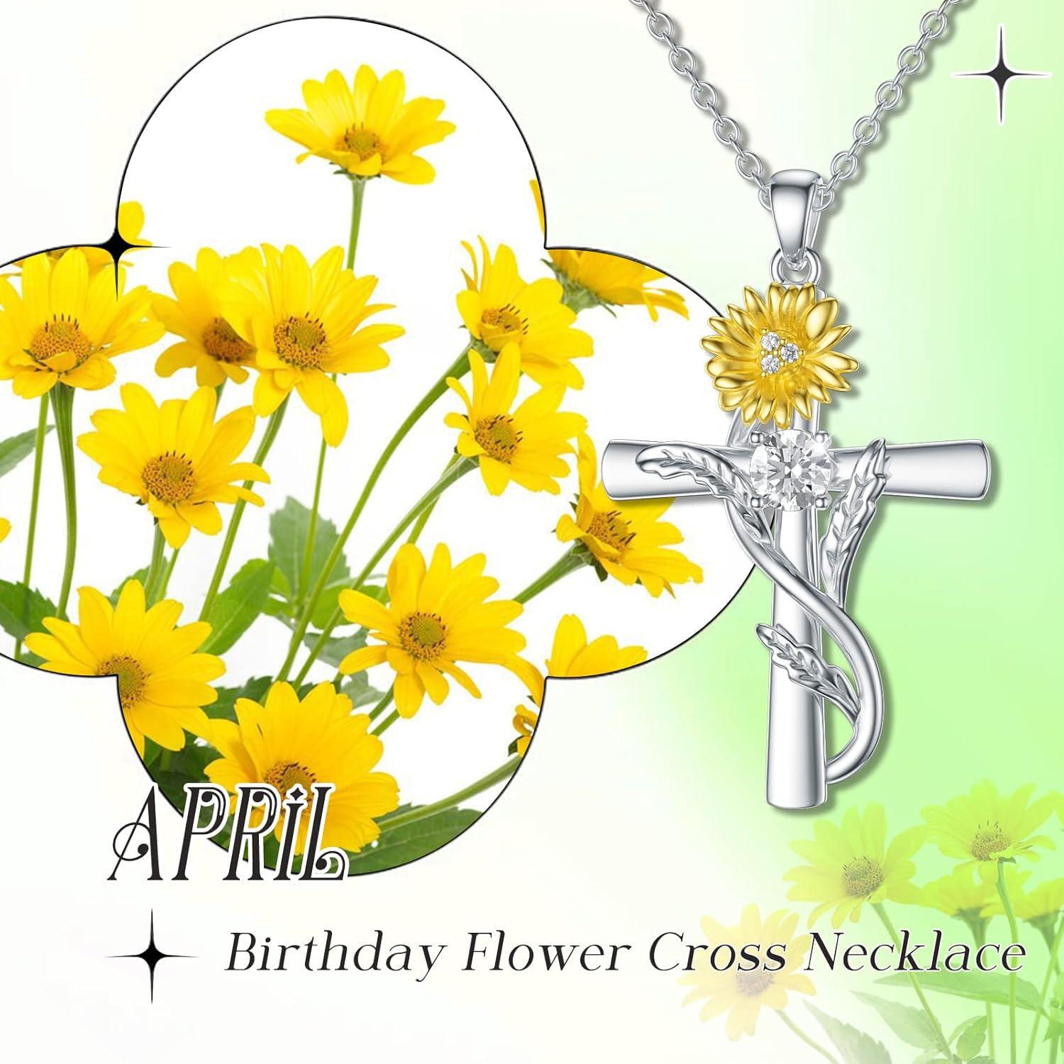 Sterling Silver 12 Birthstone Flower Pendant Necklace for Women-0-1