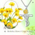 wholesale 925 Sterling Silver Cross Pendant With Red Gemstone And Lily Design-0-13