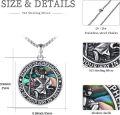 wholesale 925 Sterling Silver Saint Christopher and Saint Michael Round Medal Catholic Pendant Amulet Jewelry with Abalone Shell Inlay 3D Relief Design for Men Women Boys Girls Gift Boxed -0-5