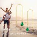 wholesale 14K Gold Infinity Teardrop Emerald Threader Earrings for Women - 23rd Anniversary Gifts for Her-0-1