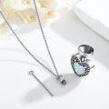 wholesale 925 Sterling Silver Heart Opal Cremation Jewelry Urn Necklace with Funnel and Chain for Women & Men-0-4