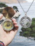wholesale 925 Sterling Silver Compass Necklace - Travel Pendant Jewelry Inspiring Graduation Gift for Women & Girls-0-1